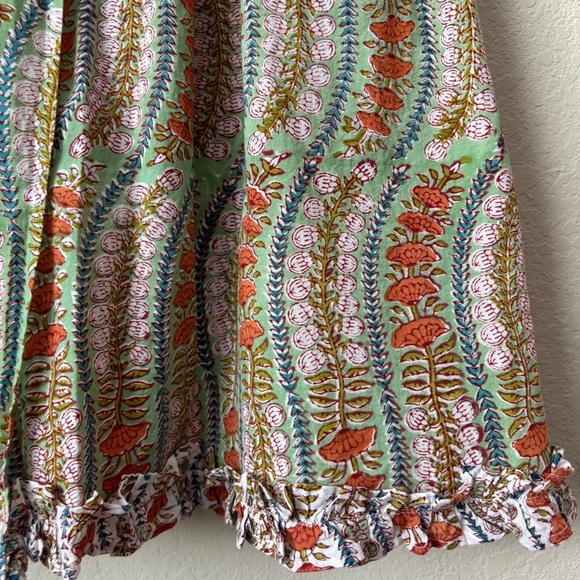 Anokhi Koki Boho Block Print Ruffle Trim Midi Wrap Dress Girls 10-11 Yrs - Picture 7 of 15